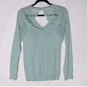 Kismet Mint Green Cassandra Light Knit Top With Crochet Details XS